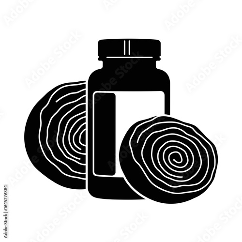 Silhouette of beetroot supplement capsule bottle with sliced beetroot for circulatory aid and nutrition