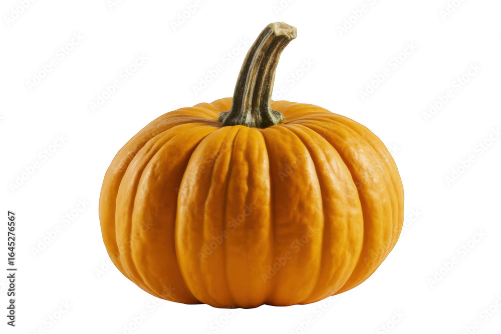 Obraz premium A vibrant orange pumpkin with a thick stem isolated on transparent background