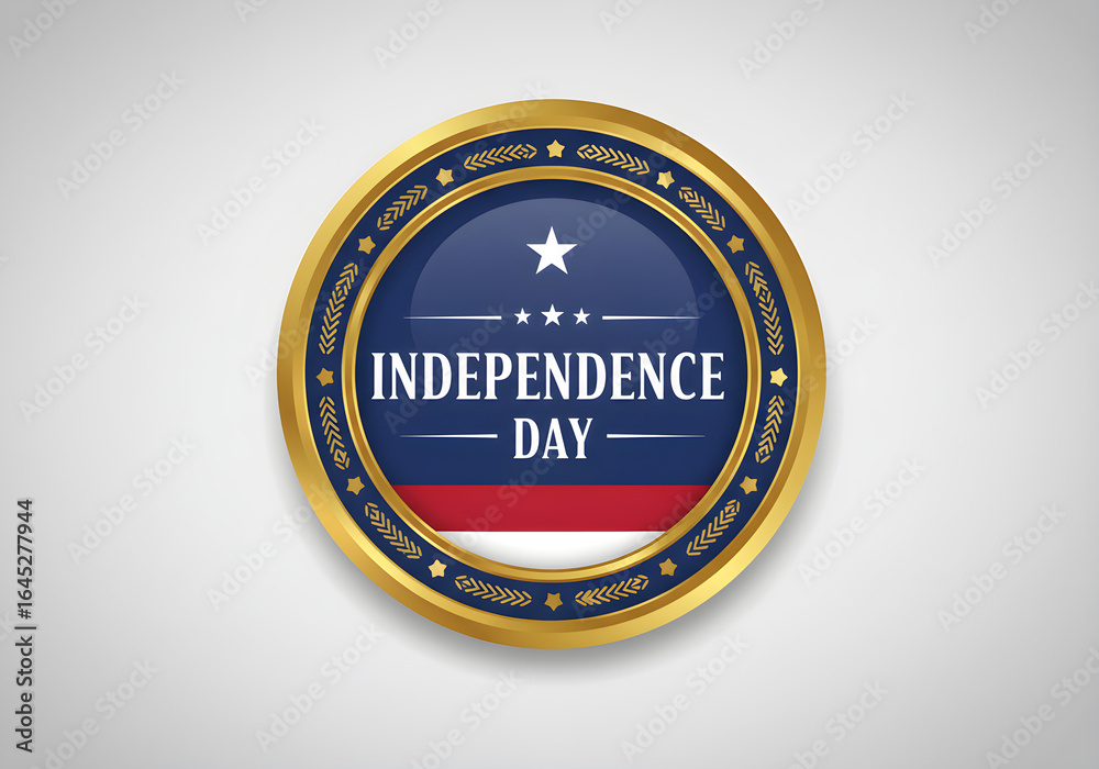 Fototapeta premium Independence Day Vector Badge with Star and Stripes | 4th of July Patriotic Seal for Celebration, Events and Holiday Designs