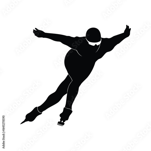 Speed skater silhouette athletic motion winter sport racing ice skating active lifestyle isolated vector