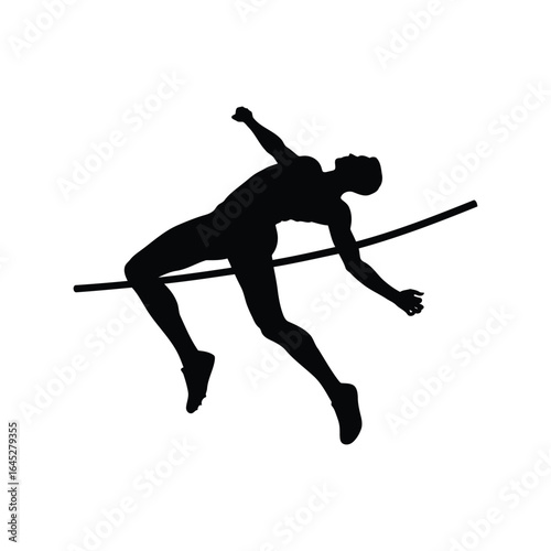 High jump athlete silhouette athletic competition track and field sport jumping over bar active lifestyle
