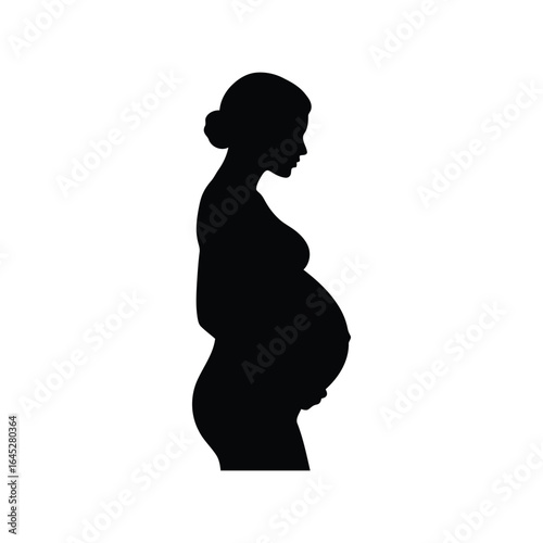 Pregnant woman silhouette vector illustration maternity expecting mother baby bump pregnancy