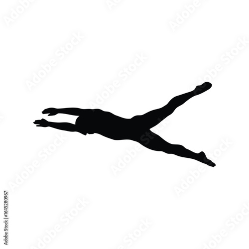 Swimmer silhouette athletic freestyle stroke competitive swimming water sport active lifestyle isolated vector