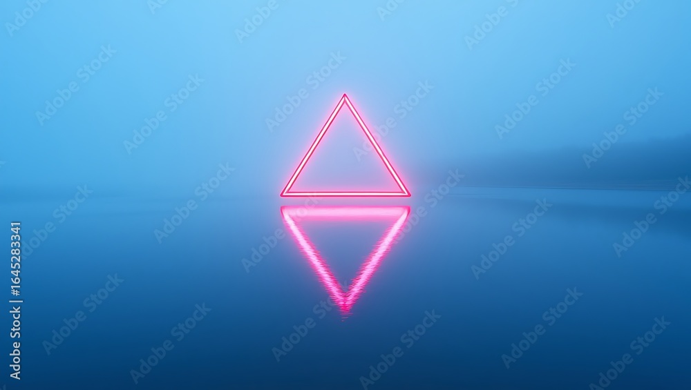 Fototapeta premium Neon Triangle Reflection in Water Cool Background Artistic Concept Modern Design Abstract Shape Geometric Element Creative Illustration Bright Colors Wallpaper