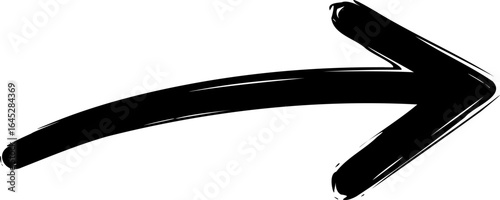 vector, isolated, Hand-drawn dynamic black right arrow icon, brush stroke pointer symbol for 'next' or 'forward'.	
