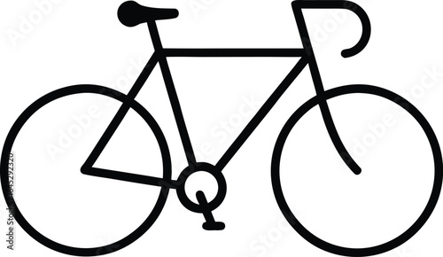 Minimalist road racing bicycle icon silhouette isolated on white background