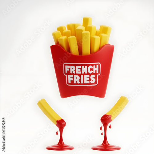 Delicious french fries with vibrant ketchup, a fun and playful treat for your next fast food craving
