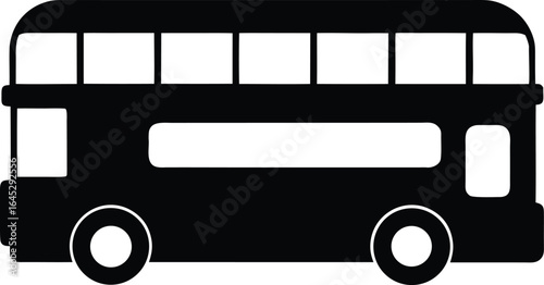 Minimalist double decker bus silhouette icon isolated on white background