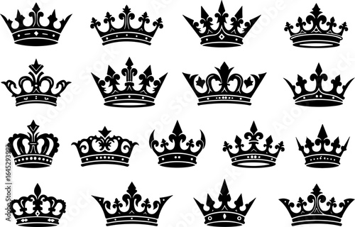 Royal Crown SVG Bundle | Vintage King and Queen Crown vector bundle