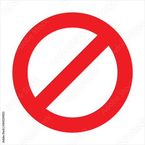 Free Download Vector illustration of a universal prohibition sign with a red circle and diagonal slash. Commonly used as a warning or restriction symbol in traffic, safety, and public signs. Simple and clean flat  - GFXLoad