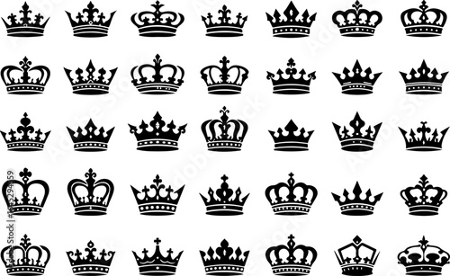Royal Crown Silhouette Collection vector bundle