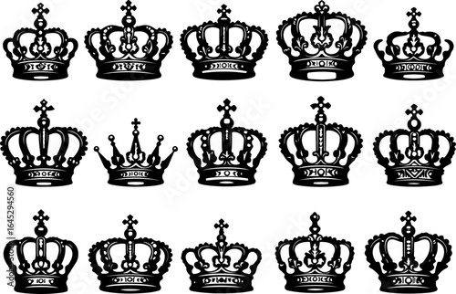 Royal Crown Silhouette Collection vector bundle