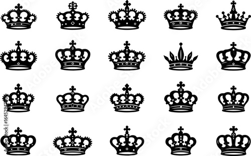 Royal Crown Silhouette Collection vector bundle