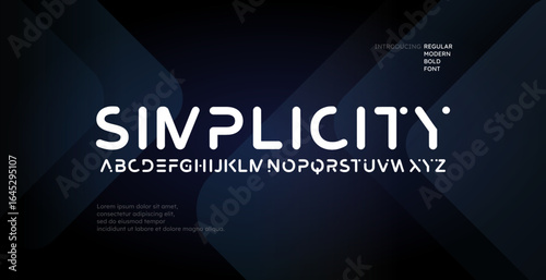 Modern Minimalist Bold Technology and Science alphabet font. Digital typography vector illustration design. Sci-fi, movie, magazine, fashion font.	
