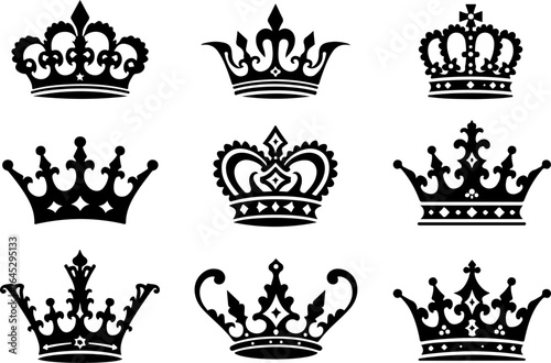Royal Crown Silhouette Collection vector bundle
