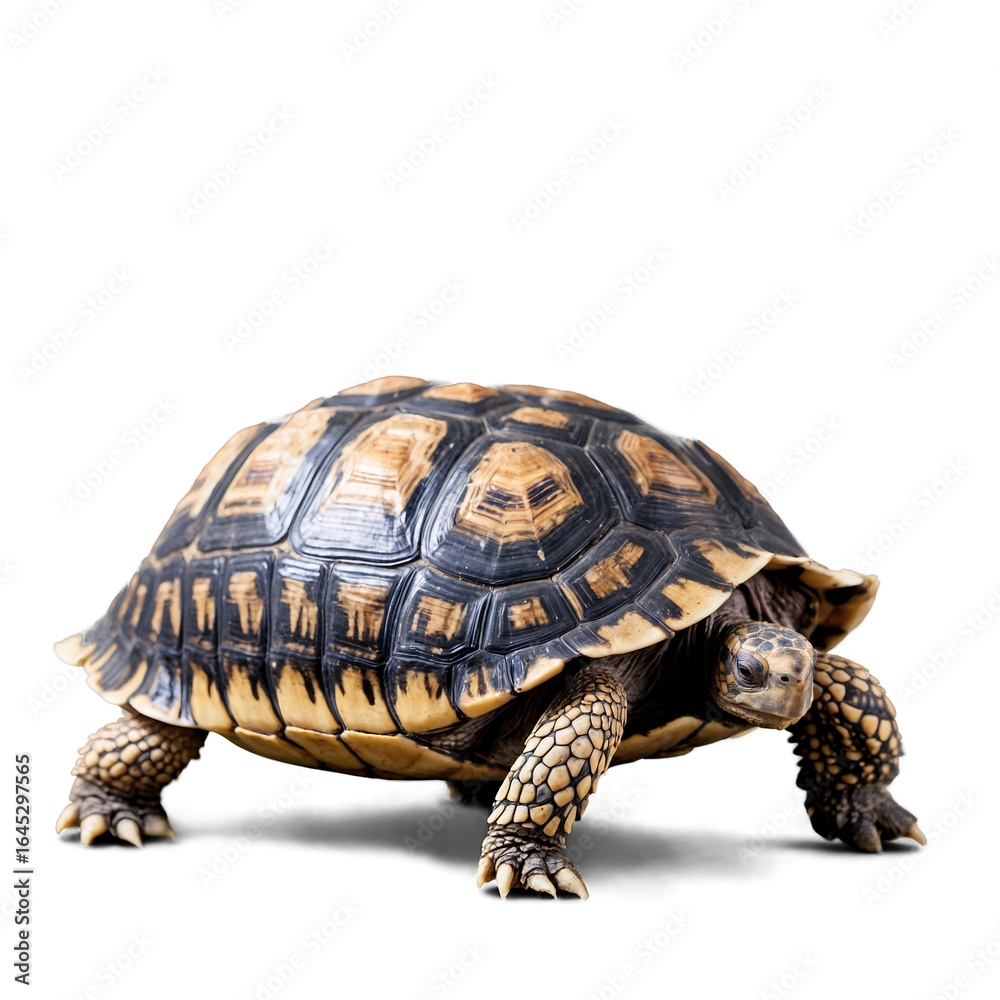 Obraz premium Isolated image of African tortoise with textured shell in high resolution