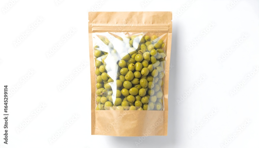 Green Olives in Kraft Stand Up Pouch Packaging Green Olives in Kraft Stand Up Pouch Packaging