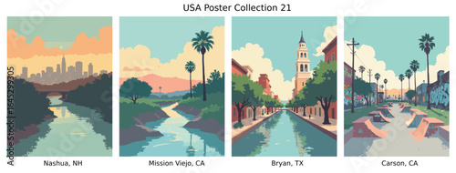 Nashua, NH , Mission Viejo, CA , Bryan, TX , Carson, CA  US Poster Collection