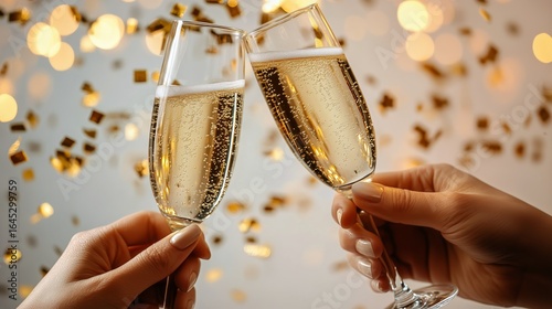 Celebrating a Special Occasion With Champagne Glasses Clinking Together in a ...