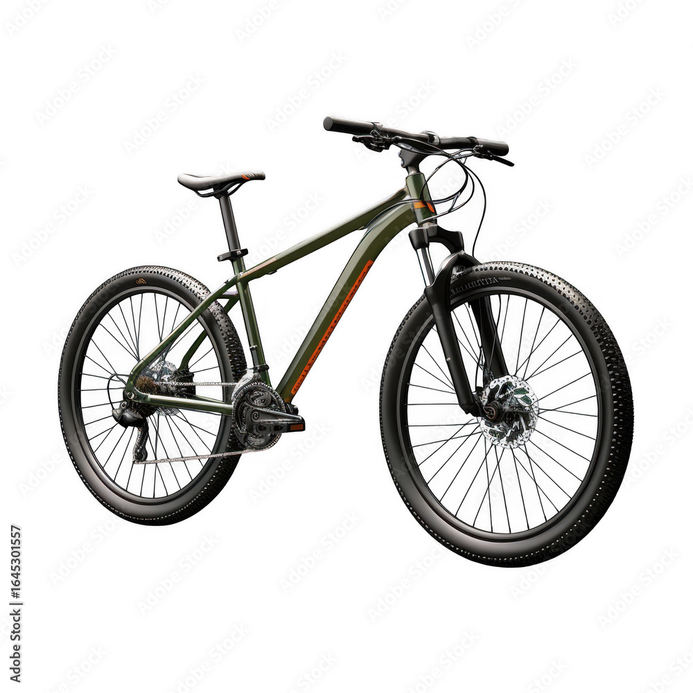 Fototapeta premium A dark green mountain bike on black background
