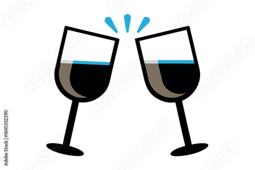 Two Glasses Clinking Together with Blue Liquid and Splash on White Background clinking glasses