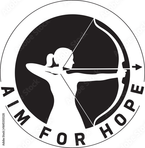 Aim for Hope Archery Silhouette Logo Design with Circular Frame and Arrow Graphic Vector