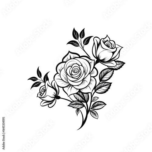 Vector illustration of rose on white background