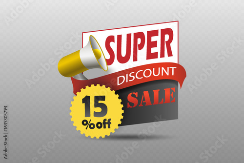 Super discount sale banner with megaphone icon