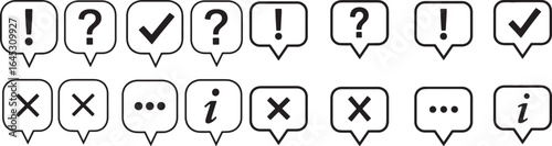 Collection of speech bubbles with punctuation marks and symbols