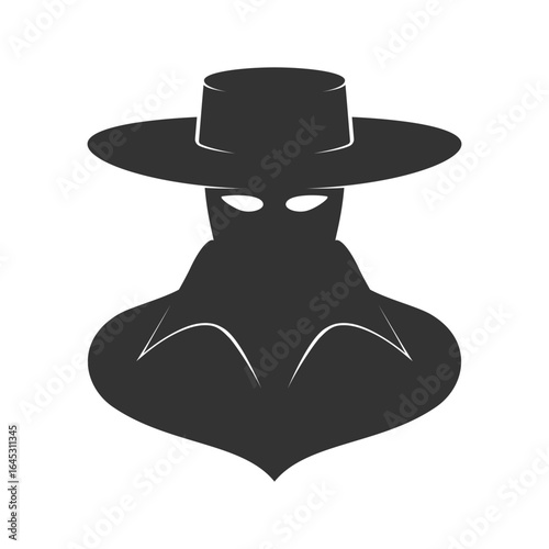 Outlaw man graphic icon. Unknown person isolated sign on white background. Vector illustration