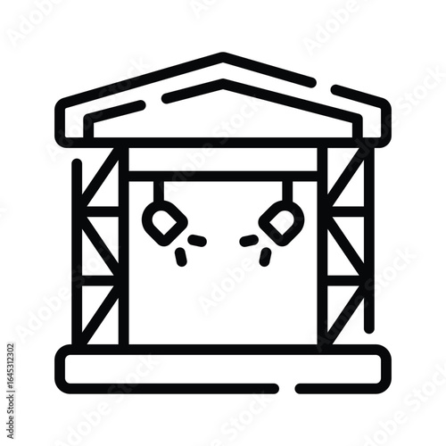 A linear style icon representing decorated performance stage