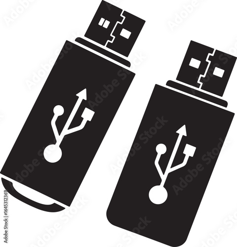 Two black usb flash drives with usb symbol