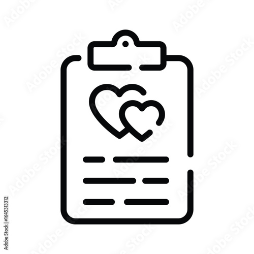 A linear style icon denoting wedding vows paper