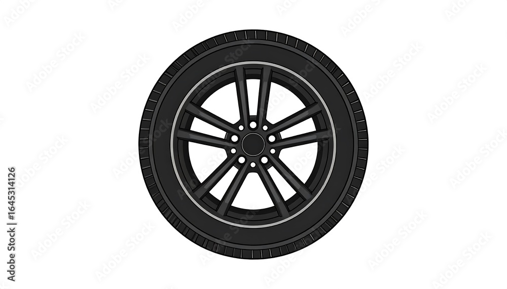 Obraz premium Sleek car wheel design showcasing intricate spokes and modern tire texture