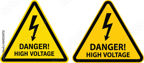Warning signs for electrical hazard and high voltage danger