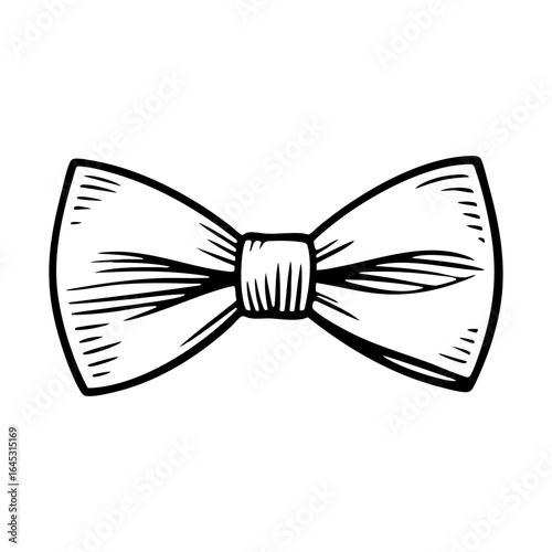 Engrave of Bow tie hand drawn black and white graphic vector illustration