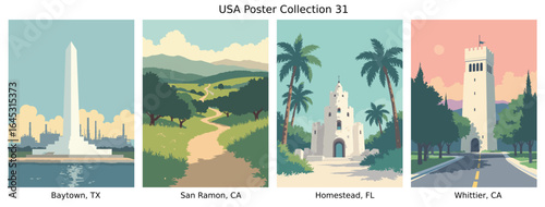 Baytown, TX , San Ramon, CA , Homestead, FL , Whittier, CA  US Poster Collection