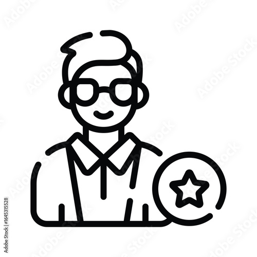 A linear icon showing famous celebrity at event