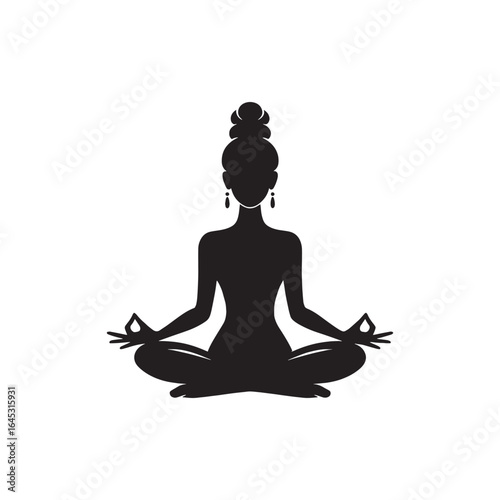 Meditating Women Vector - Illustration of meditating Women - Minimalist Design of Meditating Women.