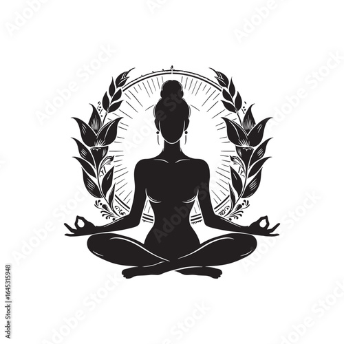 Meditating Women Vector - Illustration of meditating Women - Minimalist Design of Meditating Women.