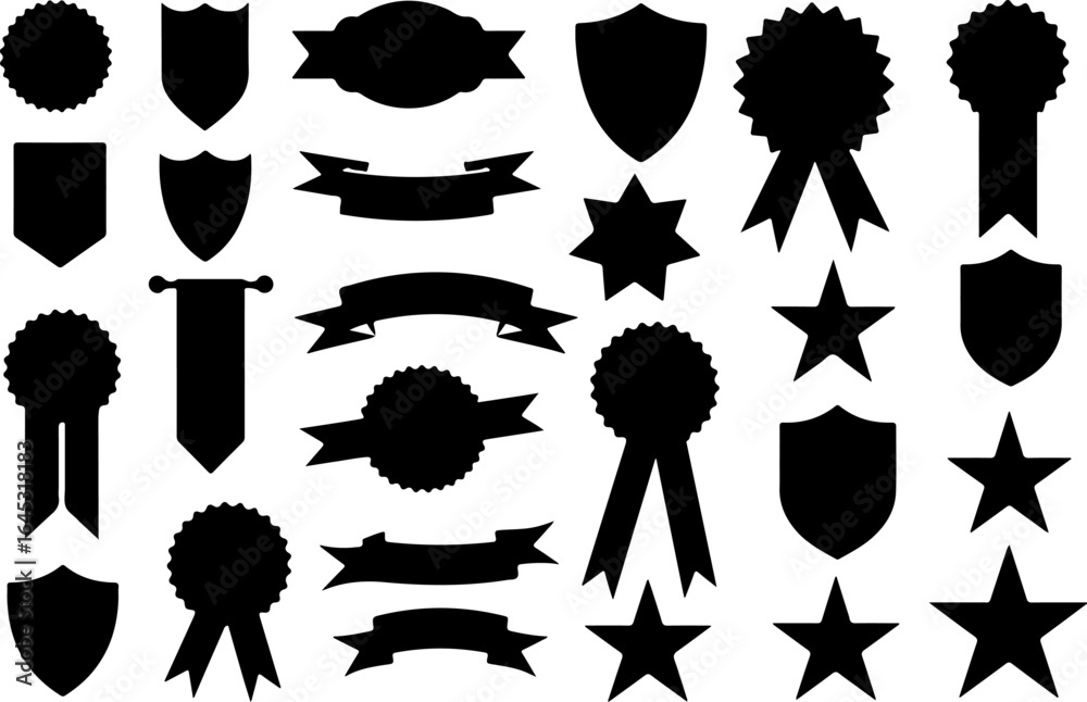 Fototapeta premium Vector Badge & Banner Silhouettes Set