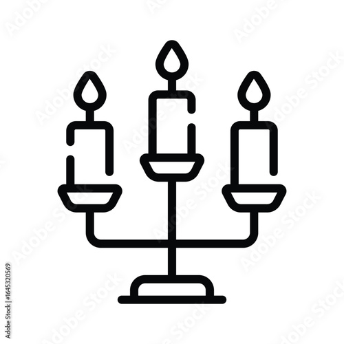 A linear icon showing elegant candle stand decor