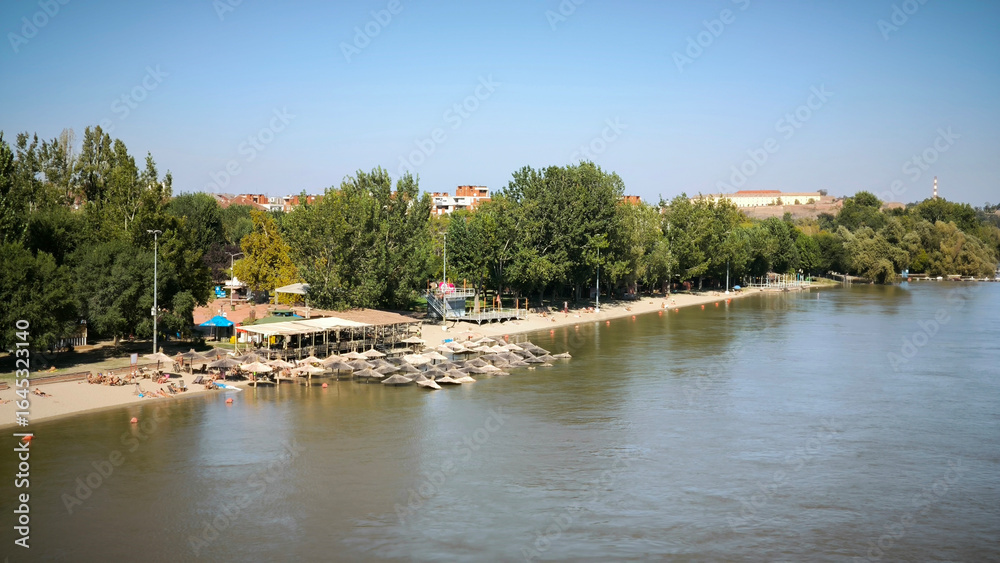 Fototapeta premium high water level of Danube river in Novi Sad