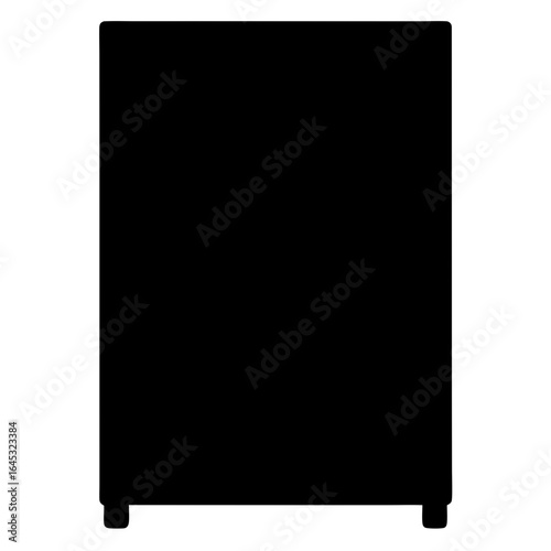 Solid black cabinet silhouette with small legs, representing a storage unit