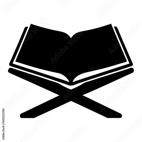 A stylized image of the Holy Quran open on a book stand