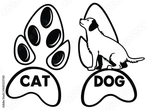Dog and cat paw print, simple and recognizable vector illustration perfect for pet logos, animal care branding, veterinary clinics, pet products, and creative designs celebrating pets.