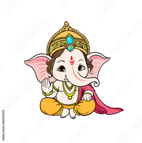 Portrait of cute lord ganesha idol vector, Bal Ganesha PNG for Ganesh Chaturthi festival