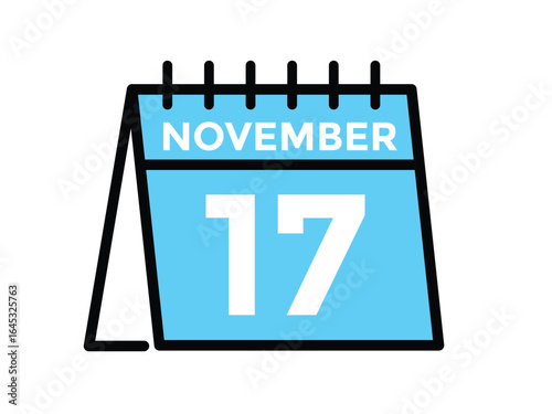 Basic RG17 November, calendar date icon. 17 November Calendar Date for Deadlines or Appointment. Day, month. vector illustration.
