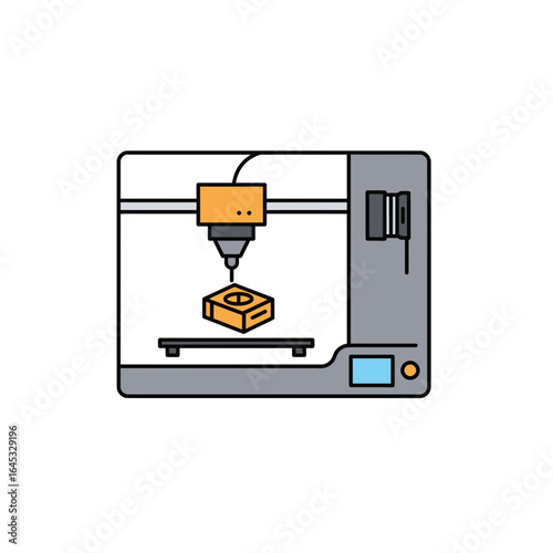 Digital Manufacturing Marvel: A simplified illustration of a 3D printer in action, showcasing innovation and modern production processes.