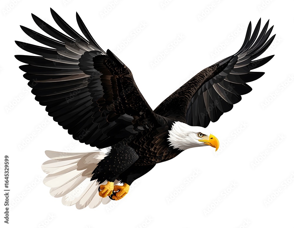 Eagle in flight against white background Eagle in flight against white background